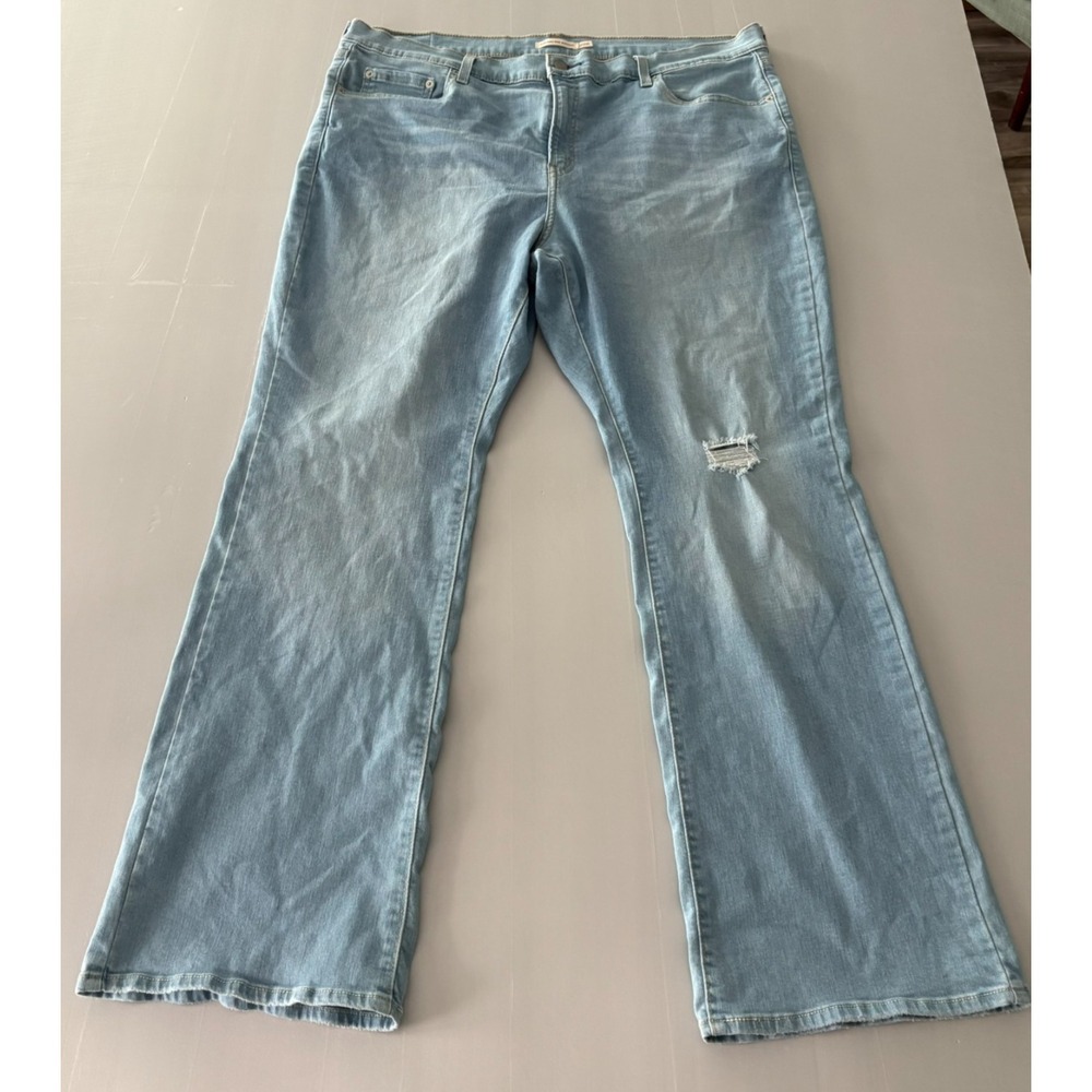 Levi's 725 High Rise Bootcut Jeans Distressed Light Wash Women's Plus 20W